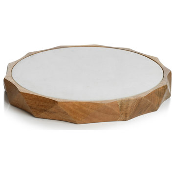 Tiziano Wood and White Marble Serving Board, Small