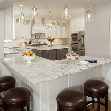 Kitchen Update Done in a Painted White and Stone Stain on Maple