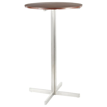 Fuji Contemporary Bar Table, Walnut Wood, Round