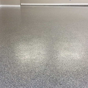 Garage Floor Coating with Double Broadcast Random Flakes