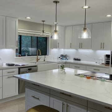 Large Kitchen with Gold and White