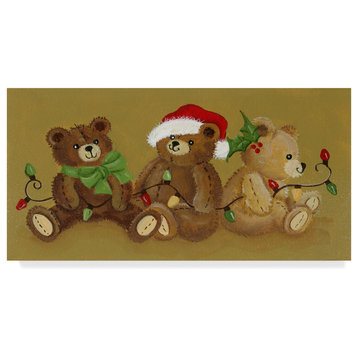 Beverly Johnston 'Christmas Bears Background' Canvas Art, 47"x24"