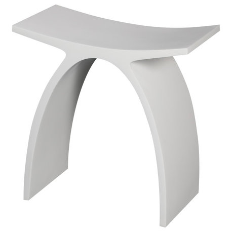 ALFI brand ABST77 Arched White Matte Solid Surface Resin Bathroom / Shower Stoo