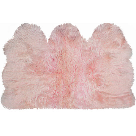 New Zealand Triple Sheepskin Rug 3'x5', Pink