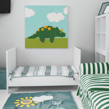 "Playtime Dino IV" Painting Print on Wrapped Canvas