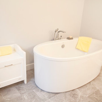 Modern/Traditional Master Bath Remodel with Latte Painted finish vanity