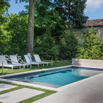 Glencoe, IL Modern Swimming Pool and Fire Pit