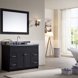49 inch Transitional Single Bathroom Vanity Black Finish, Black Granite Top - Bathroom Vanities And Sink Consoles