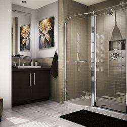 Fleurco Banyo Sevilla Roman 57"-59" Frameless Pivot Door with Curved Fixed Panel - Bath Products