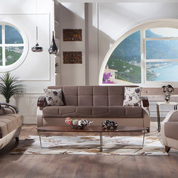 Trento Selen Brown Living Room Sofa Sleeper Set - $1384.83 - Sofas