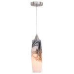 Vaxcel - Milano 4.25"W Mini Pendant Satin Nickel London Fog Glass - The Milano collection of lights feature softly radiused hand-blown glass that gracefully blends into almost any decor. Because each glass is handcrafted utilizing century-old techniques, no two pieces are identical. The London fog glass is housed in a satin nickel finish for a contemporary and artistic look. Install this pendant individually or in a group; ideal for kitchens, dining areas, or bar areas.