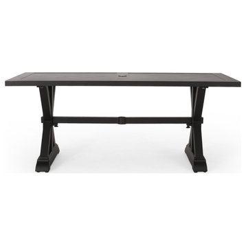 Tyrion Outdoor Aluminum Dining Table, Antique Black