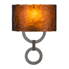 Carlyle Round Link Cover Sconce, Satin Nickel, Bronze Granite, E26