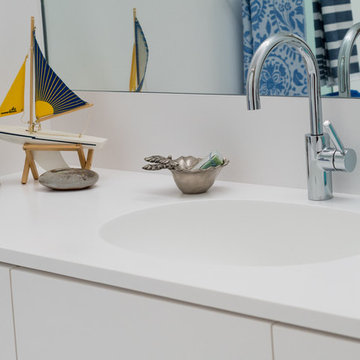 Custom Clean White Corian Vanity - Philadelphia PA