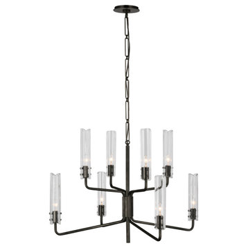 Casoria Medium Two-Tier Chandelier in Bronze with Clear Glass