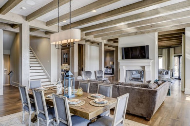 Example of a transitional family room design in Nashville