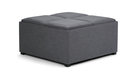 Avalon 35" Contemporary Square Storage Ottoman, Slate Gray Linen Look Fabric