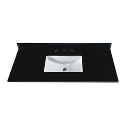 49" BLACK GRANITE COUNTERTOP W/ 8" WIDESPREAD FAUCET HOLES - Bathroom Sinks