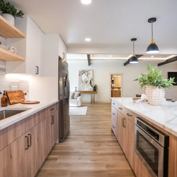 Kitchen Work Aisle with Island Microwave Drawer and Sink – Beacon Hill Seattle