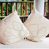 Petal Lines Indoor/Outdoor Throw Pillow, Green/White, 16x16"