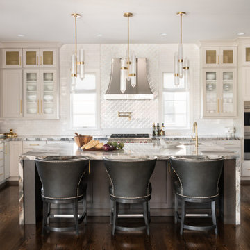 Paramount Quartzite Kitchen Range and Island with Mitered Waterfall Panels