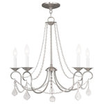Livex Lighting - Livex Lighting 6515-91 Pennington - Five Light Chandelier - Canopy Included.  Canopy DiametPennington Five Ligh Brushed Nickel Clear *UL Approved: YES Energy Star Qualified: n/a ADA Certified: n/a  *Number of Lights: Lamp: 5-*Wattage:60w Candelabra Base bulb(s) *Bulb Included:No *Bulb Type:Candelabra Base *Finish Type:Brushed Nickel