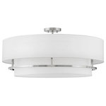 Hinkley - Hinkley 38895PN Graham Extra Large Convertible Semi-Flush Mount Polished Nickel - Handsome Graham is understated elegance, crafted with unique details making it the ultimate transitional semi-flush mount. Its welded frame is nestled between two off-white shades, in luminous faux parchment with a finished cluster visible from below. Graham is available in multiple finish options.