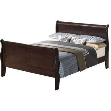 Glory Furniture Louis Phillipe King Sleigh Bed in Cappuccino