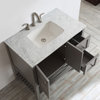 Florence 36" Single Vanity, Carrara White Marble Top, Gray, Without Mirror