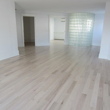 WATER MILL: 4" RED OAK INSTALLED AND PICKLED - 3 COATS BONA TRAFFIC SATIN