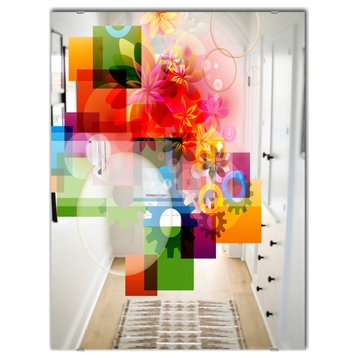 Designart Gears Flowers And Colors Modern Large Wall Mirror, 28x40