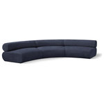 Meridian Furniture - Bale Cream Chenille Fabric Modular Sofa, Navy, 3-Piece, Arc Shaped - Experience the perfect fusion of style and coziness with this Bale navy chenille fabric modular sofa, a standout piece from the Bale collection. A seamless combination of form and function, this sofa offers an inviting place to relax and curl up with a good book. Its luscious soft navy chenille upholstery exudes sophistication and provides unrivaled comfort. The sofa's upholstery has a cross-hatched design for a unique texture, adding to its aesthetic beauty in the living room, study, or lounge.