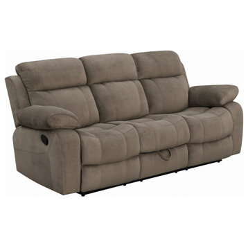 Comfortable Recliner Sofa, Plush Scooped Seat With Overstuffed Cushions, Mocha