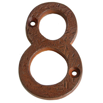 RCH Hardware Iron Rustic Country House Number, 3-Inch, Various Finishes, Rust, 8