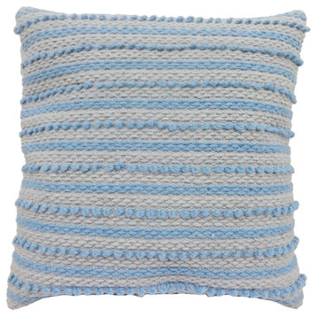 Wool and Cotton Knit Pillow 18x18" Blue