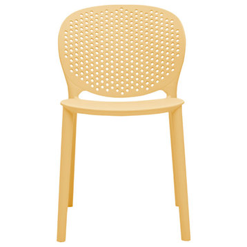Midcentury Polypropylene Kids Side Chair, Set of 4, Yellow
