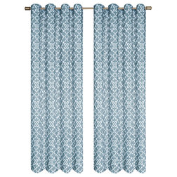 Transitional Curtains Alex Curtain Panels, Set of 2, Aqua Blue, 38"x84"