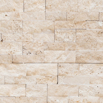 Travertine Split face Classic Beige 8"x16", Ledge Stone Panel- 20 boxes
