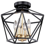 Vaxcel - Turin 14.5" Semi Flush Ceiling Light Noble Bronze and Natural Brass - Noble bronze and natural brass dual finishes, beautifully blend in the Turin. A uniquely designed geometric cage smartly surrounds a more classic light source. The Turin adds a trendy yet familiar look to any interior space. This semi flush mount ceiling light is ideal for hallways, living rooms, bedrooms, entryways or utility rooms.