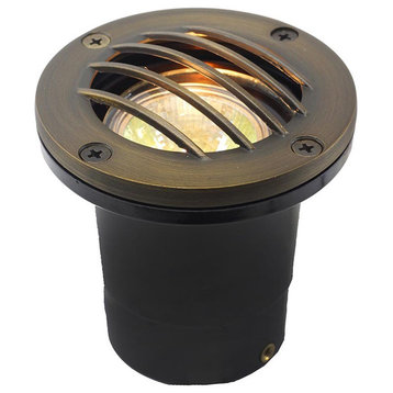 12V Composite Ground Well Light With Curved Grill Cover, Bronze