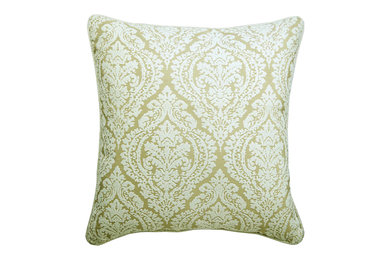 Glow Ivory Damask - Ivory Jacquard Silk Throw Pillow Cover