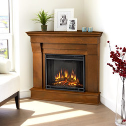 Real Flame Espresso Chateau Corner Electric Fireplace - Indoor Fireplaces