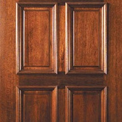 Slab Single Door 80 Mahogany Palermo GBG 4 Panel Fan Lite GBG Glass - Front Doors