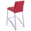 Lynx Counter Height Contemporary Stool With Metal Base, Red