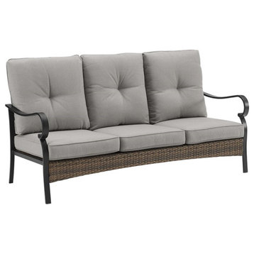 Afuera Living Traditional Metal/Polyester Outdoor Sofa in Taupe/Matte Black