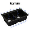 Karran 33" Top Mount Double Equal Bowl Quartz Kitchen Sink, Black