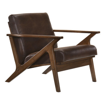Omax Decor Zola Lounge Chair, Brown/Walnut