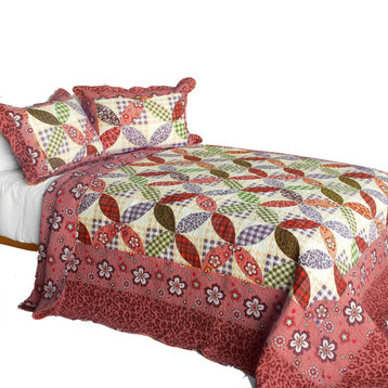 Temptation of an Angel3PC Cotton Contained Patchwork Quilt Set Full/Queen Size