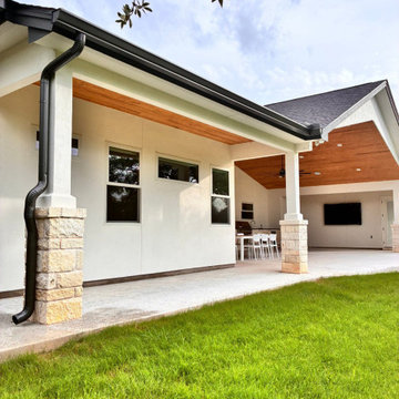 Black seamless gutter installation - Custom home in Georgetown, Texas