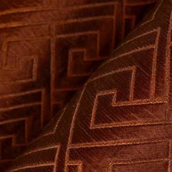 Matelasse Greek Key Upholstery in Rust - Upholstery Fabric
